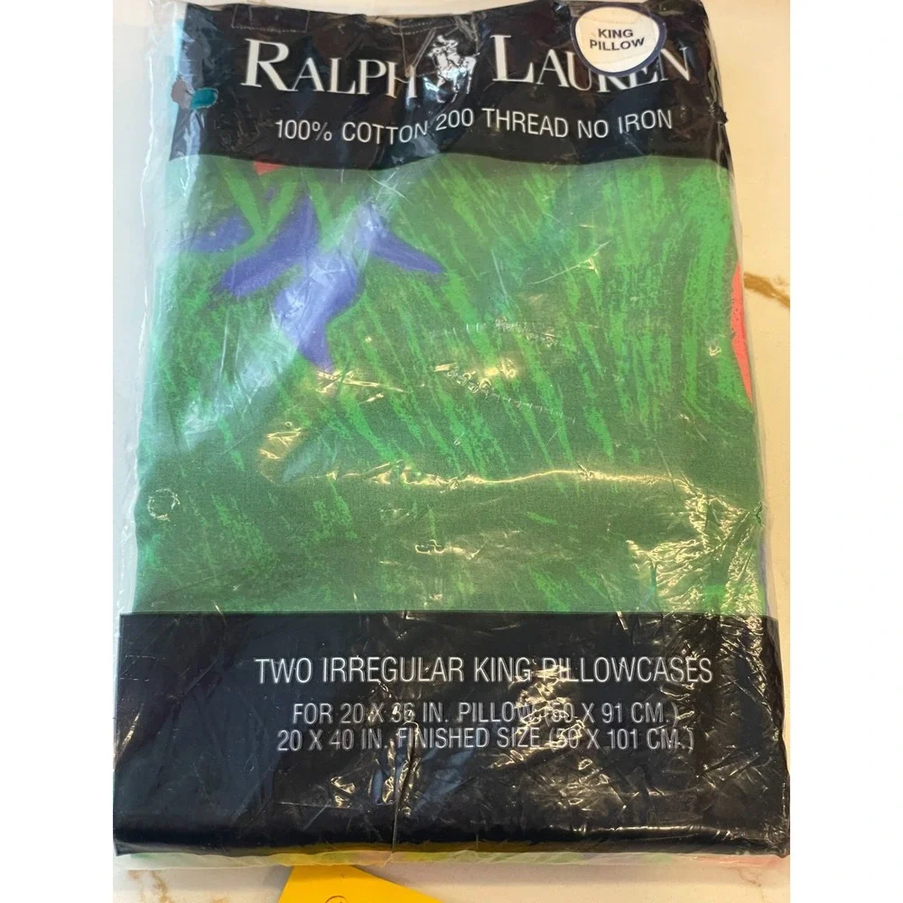 IRREGULAR‎ Vintage Ralph Lauren Costa Paradiso King Flat Sheet & 2 Pillowcases